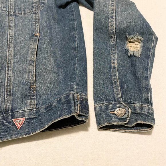 Guess Jean Jacket Distressed Womens Size XS - Picture 7 of 16